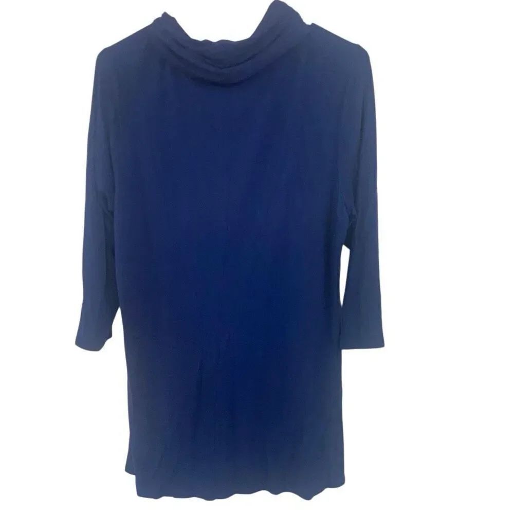 J. Jill wearever collection medium 3/4 sleeve cowl neck blue stretchy long lengt